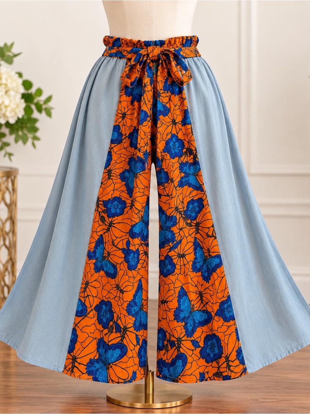 African Heart Butterfly Palazzo Pants | Free Size | Extremely Wide Leg |